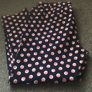 Black with pink/white polka dots pants